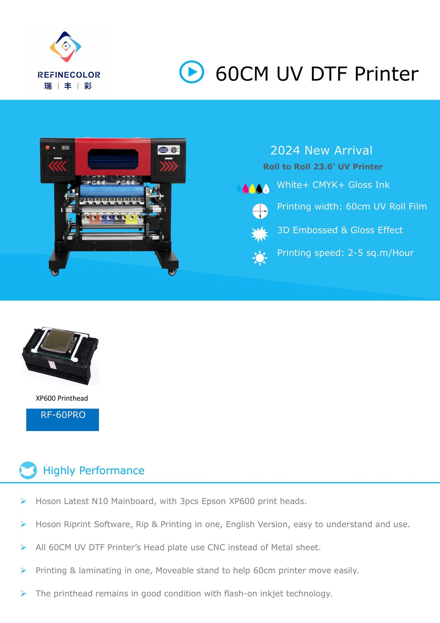 Refinecolor RF-60 PRO UV DTF Printer image 7