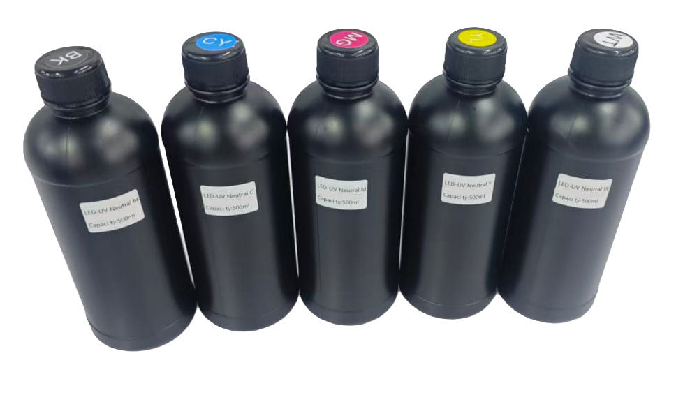 Set Of 5 CMYKW UV Neutral Ink For UV DTF Printer 500ml