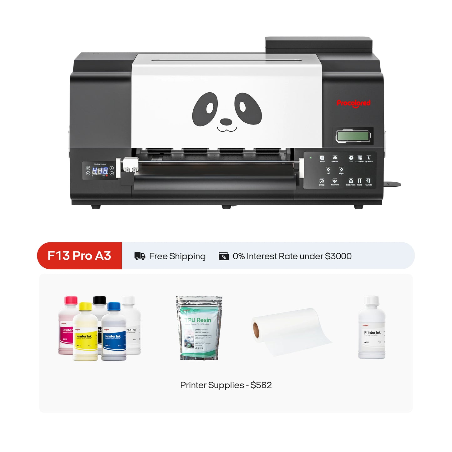 Procolored F13 Pro Panda DTF Printer 13" A3 Dual XP600 Plus Stand And Shaker
