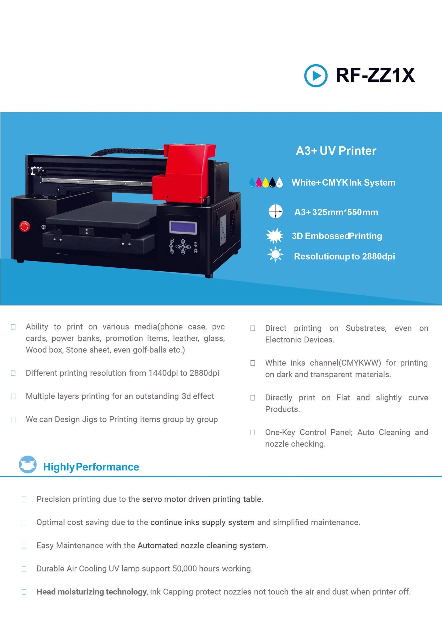 Refinecolor RF-ZZ1S 3255 UV Printer More Ink Bundle image 13