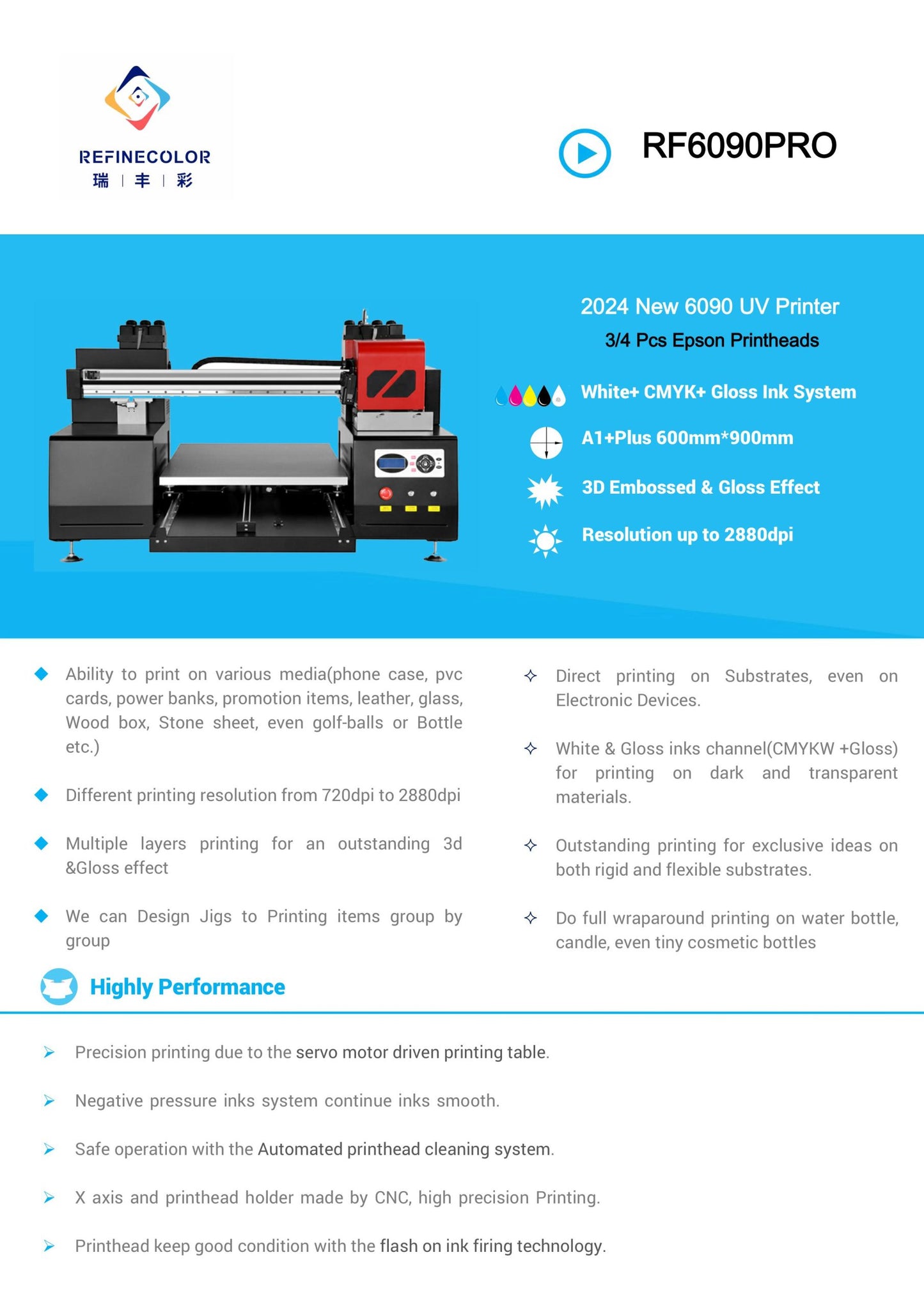 Refinecolor A1 6090 PRO UV DTF Printer More Ink Bundle image 8